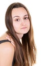 Serious beautiful portrait young woman teenager Royalty Free Stock Photo