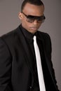 Serious black business man with sunglasses Royalty Free Stock Photo