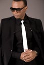 Serious black business man with sunglasses Royalty Free Stock Photo