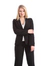 Serious blonde business woman in black suit Royalty Free Stock Photo