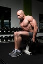 Man Doing Heavy Weight Exercise For Trapezius Royalty Free Stock Photo