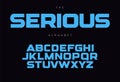 Serious bold alphabet concept for headline, logo, monogram, promo. Geometric uppercase letters. Modern typography design