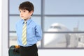 Serious Boy in Airport Royalty Free Stock Photo