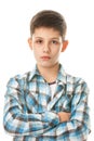 Serious boy in checked shirt Royalty Free Stock Photo