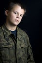 Serious boy scout portrait Royalty Free Stock Photo