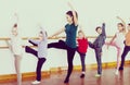 Serious boys and girls rehearsing ballet dance in studio Royalty Free Stock Photo
