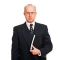 Serious business man with documents Royalty Free Stock Photo