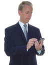 Serious business man with PDA Royalty Free Stock Photo