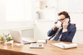 Serious businessman having phone talk Royalty Free Stock Photo