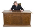 Serious Businessman Sitting Business Desk Isolated