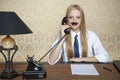 Serious businesswoman and a new contract on the desk Royalty Free Stock Photo