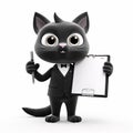 Serious cartoon cat in a black business suit