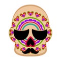 Serious colored mexican skull