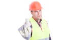 Serious constructor doing refusal gesture Royalty Free Stock Photo