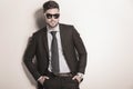 Serious and cool business man wearing sunglasses Royalty Free Stock Photo