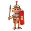 Serious 3d Roman legionnaire centurion soldier with sword drawn, 3d illustration Royalty Free Stock Photo