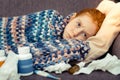 Depressed cheerless girl resting on the sofa