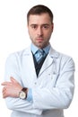 Serious Doctor male with crossed arms and watch on hand isolated Royalty Free Stock Photo