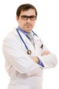 Serious doctor with a stethoscope and glasses Royalty Free Stock Photo