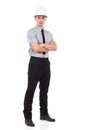 Serious engineer posing. Full length Royalty Free Stock Photo