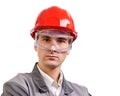 Serious engineer in red hardhat Royalty Free Stock Photo
