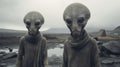 Serious and enigmatic aliens with intense gazes and mysterious features