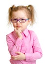 Serious girl in glasses isolated