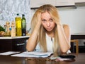 Serious girl with money and documents Royalty Free Stock Photo