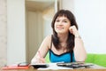 Serious girl with money and documents Royalty Free Stock Photo