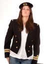 Serious girl with officer uniform Royalty Free Stock Photo