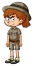 Serious girl in safari outfit