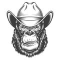 Serious gorilla in monochrome style Royalty Free Stock Photo