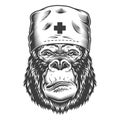 Serious gorilla in monochrome style Royalty Free Stock Photo