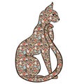 Serious and graceful cat from a mosaic