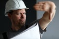 Serious handy foreman at work Royalty Free Stock Photo