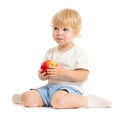 Serious kid eating healthy food Royalty Free Stock Photo