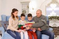 Head of family, father and husband distributes family budget bet Royalty Free Stock Photo