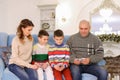 Head of family, father and husband distributes family budget bet Royalty Free Stock Photo