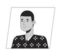 Serious latinamerican short hair man black white cartoon avatar icon