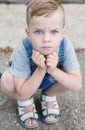 Serious little boy with negative emotions Royalty Free Stock Photo