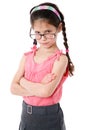 Serious little girl in glasses