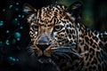 Serious look brutal, Amur leopard, powerful motley big cat looks straight through the eyes of a predator hunting for a