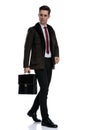 Serious looking businessman holding his briefcase Royalty Free Stock Photo