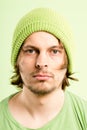 Funny man portrait real people high definition green background Royalty Free Stock Photo