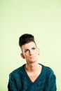 Funny man portrait real people high definition green background Royalty Free Stock Photo