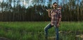 Serious Lumberjack with Sunglasses