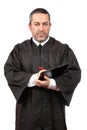 Serious male judge writing Royalty Free Stock Photo