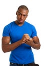 Serious male student with a firm gesture Royalty Free Stock Photo