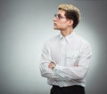 Serious man in glasses in profile Royalty Free Stock Photo