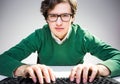 Serious man keyboarding Royalty Free Stock Photo